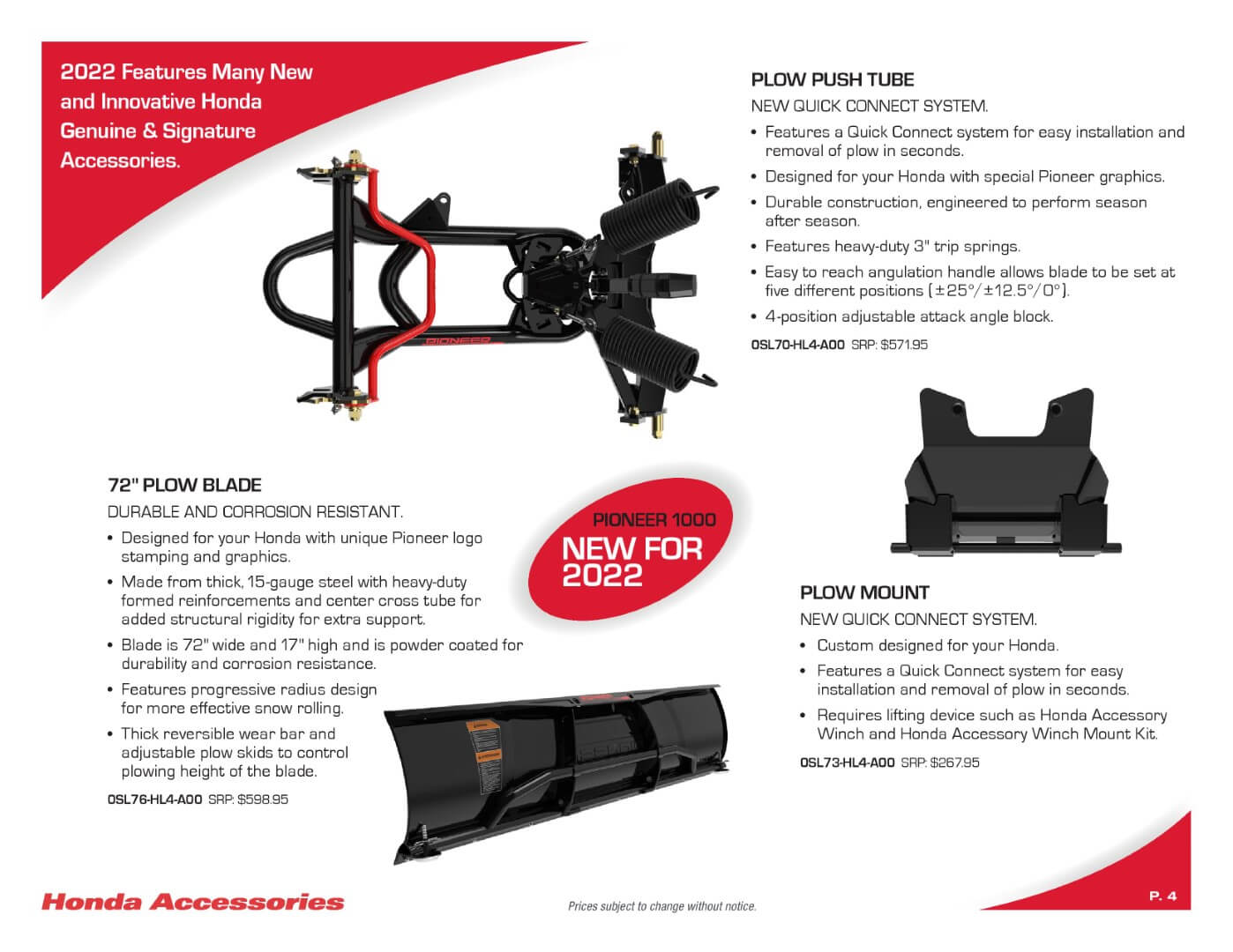 2022 Honda Pioneer 1000 Accessory Catalog / Accessories | Page 4 (including Pioneer 1000-5 Accessories)