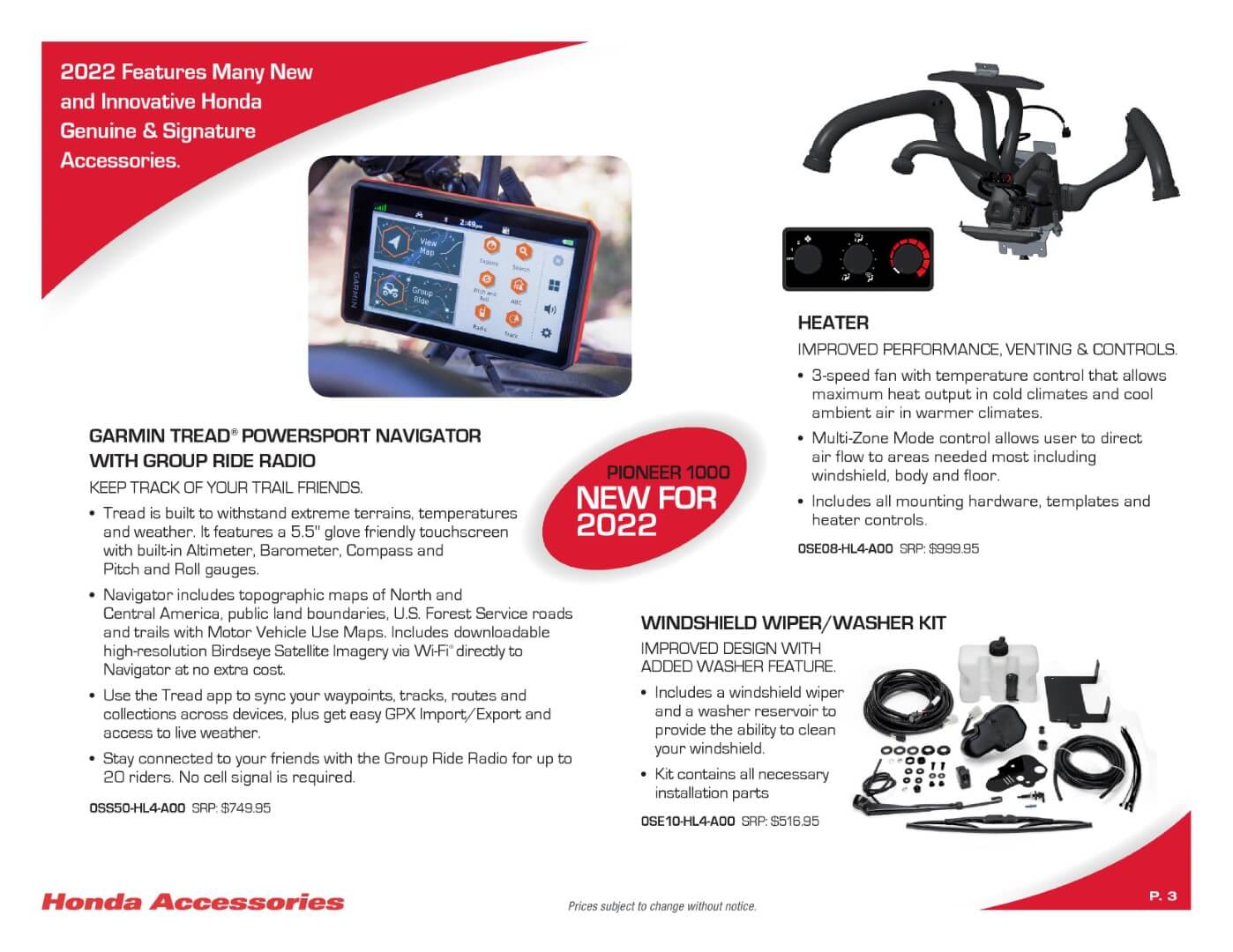 2022 Honda Pioneer 1000 Accessory Catalog / Accessories | Page 3 (including Pioneer 1000-5 Accessories)