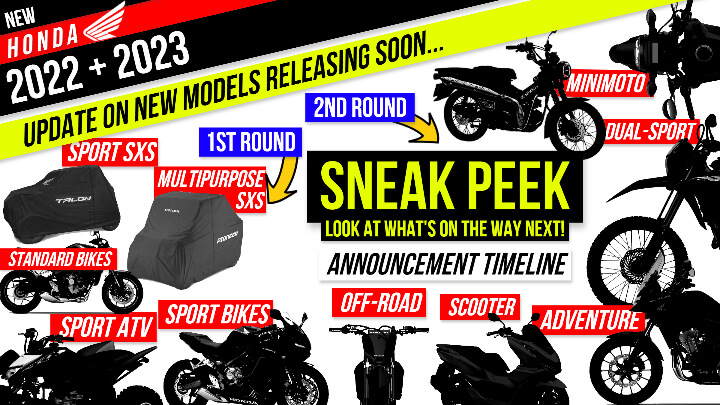 New 2022 & 2023 Honda Motorcycles, Side by Side / UTV, ATV, Scooter Announcement Release Schedule | Model Lineup News